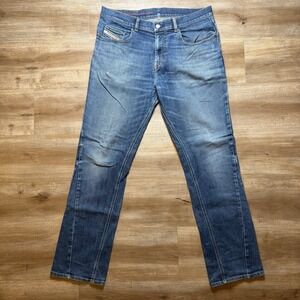 Diesel Jeans Men 33x32 Blue 2021 Slim Bootcut Stretch Denim Library 09B90 READ